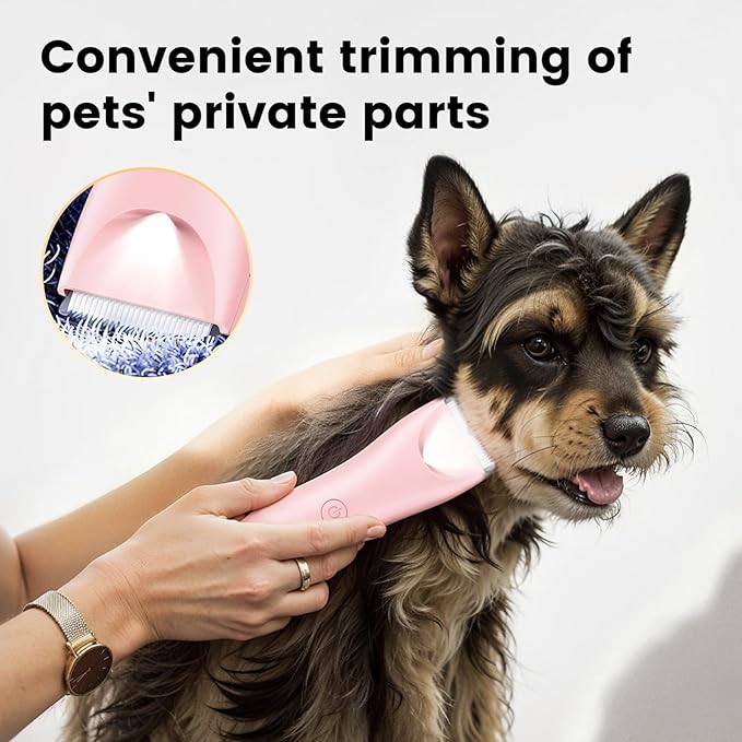Handy Dog Cat Clippers - Professional Cordless Grooming Tools - Low Noise Pet Hair Trimmer Kit, TS032, Pink