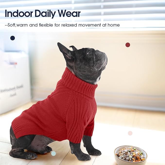 IECOii XXL Dog Sweater,Thermal Knit Big Dog Sweater Christmas,Pet Turtleneck Doggy Sweatshirt for Extra Large Dogs Boy Girl,Stretchy Large Dogs Cold Weather Outfit Pitbull Clothes,(Red,2XL)