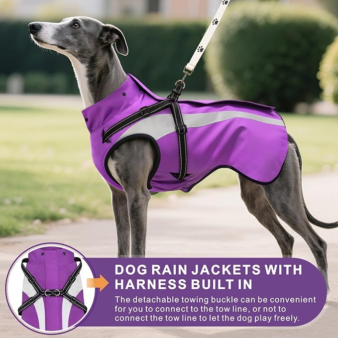 Mosucoirl Dog Raincoat Waterproof Raincoats for Dog Reflective Dogs Rain Jackets with Hood Hoodie Pet Rain Poncho Coat for Small Medium Large Dogs Puppies S-XXL (Purple, S)