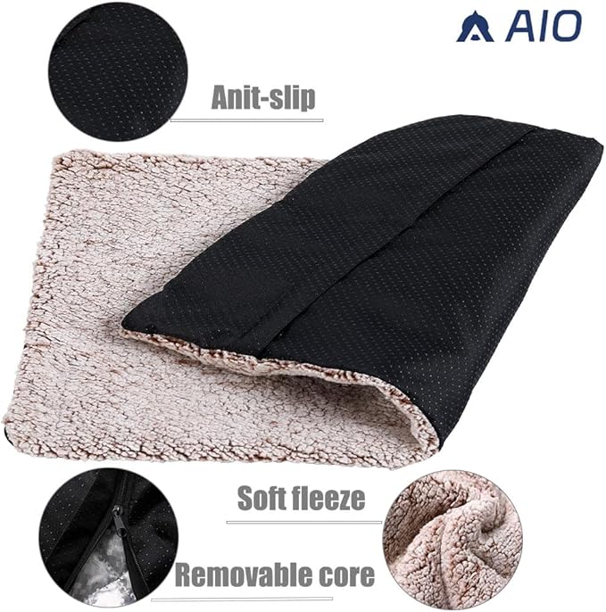 AIO Heated cat Bed Self Warming Cat Bed Self Heating Cat Dog Mat Advanced Grey Extra Warm Thermal Pet Pad for Indoor Outdoor Pets with Removable Cover Non-Slip Bottom Washable Non Electric