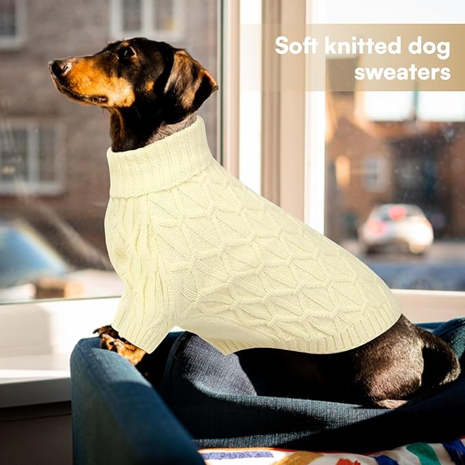Queenmore Dog Sweaters for Large Dogs Girls Boys,Warm Pullover Extra Large Dog Sweater,Dogs Christmas Sweaters,Classic Turtleneck Thick Clothes for Extra Large Pets, Pitbull, Boxer(Beige,XL)