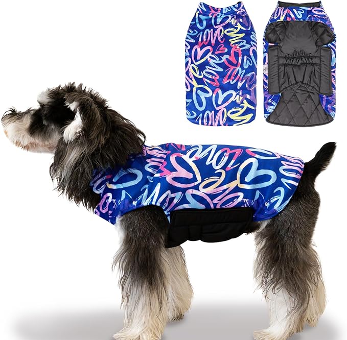 CuteBone Winter Dog Jacket - Waterproof Windproof Reversible Vest with Leash Hole for Small to Large Dogs