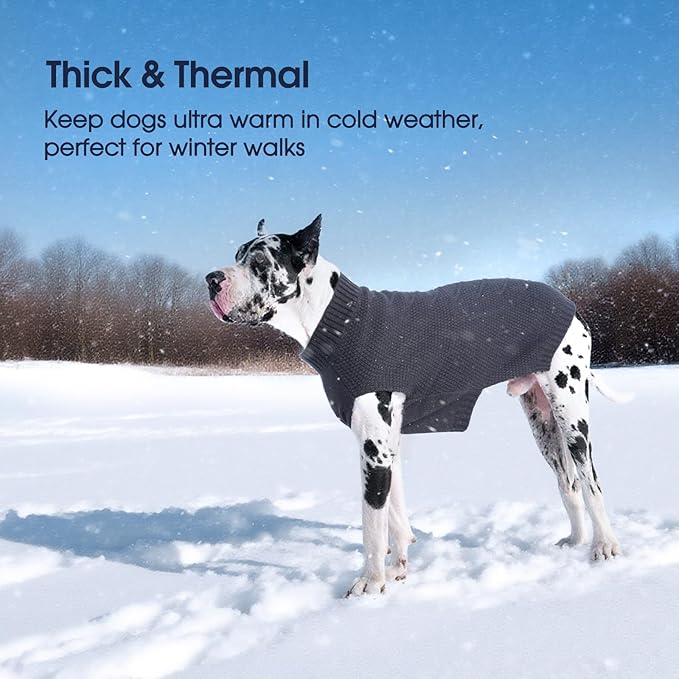 IECOii Big Dog Sweater, XXXXL Dog Sweaters for Extra Large Dogs, Cold Weather Winter Sweaters for Large Size Dogs, Warm Fall Knitwear, Doberman,Great Dane Sweater, Darkgrey - 4XL