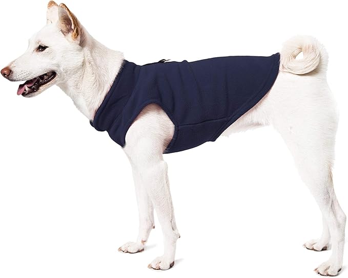 Gooby Fleece Vest Dog Sweater - Lavender, Medium - Warm Pullover Fleece Dog Jacket with O-Ring Leash for Small to Medium Dogs