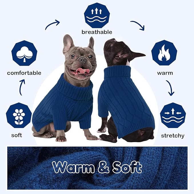 Large Breed Dog Sweaters, Warm Winter Fall Dog Sweaters for Dog Girls Boys, Turtleneck Dog Knitwear,Doggie Christmas Sweater, Pet Sweatshirt Clothes Outfit Knit Great Dane,Doberman (Blue XXXXL)