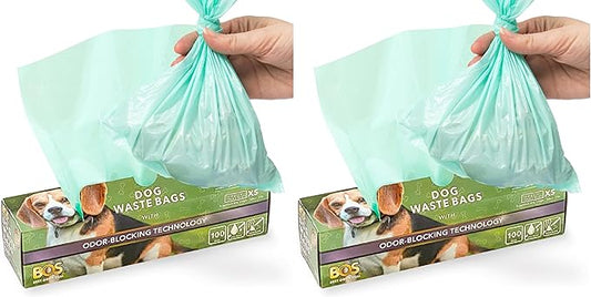 BOS Odor-Sealing Dog Poop Bags for Pet Waste - Disposal Doggy Bags - Scent & Smell Free (100Bags) [Size: XS, Color: Light Mint Green] (Pack of 2)