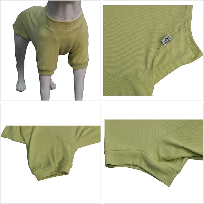 Lovelonglong Ribbed Dog T-Shirt Cotton Knitted Dog Sweaters for All Season Pet T-Shirts for Large Medium Small Dogs Chartreuse L