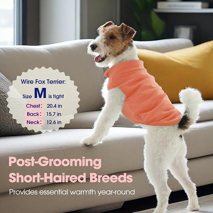 FUAMEY Dog Fleece Vest for Large Dogs,Warm Stretchy Dog Sweatshirts Pullover with Leash Hole Dogs Sweater Soft Pet Turtleneck Cozy Pet Vest Lightweight Sleeveless Orange XXL