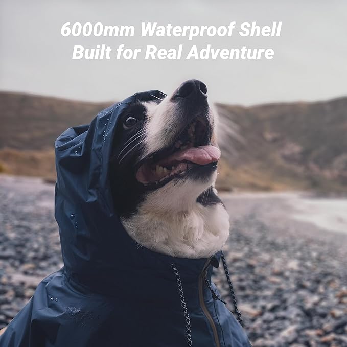 Dog Raincoat with Hood for Medium and Large Dogs - Heavy Rain Resistant Rain Coat for Dogs with 6000mmH2O Waterproof Rating | Lightweight and Adjustable Waterproof Dog Coat | 65 (XL)