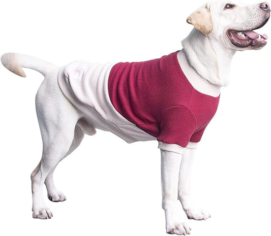 Extra Large Dog Sweaters Warm Clothes Pullover Sweatshirts for Labrador Rottweiler Great Dane, Dark Red Beige, 3X-Large