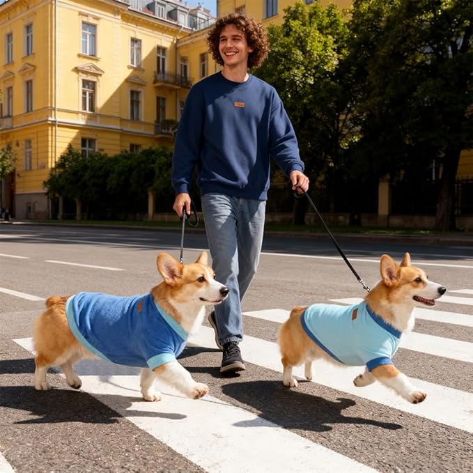 GreenJoy Classic Fleece Dog Sweater – Soft & Warm Stretchy Sweatshirt for Small Dogs & Cats, Cold-Weather Pullover for Everyday Wear (Dark Blue, Medium/Large)