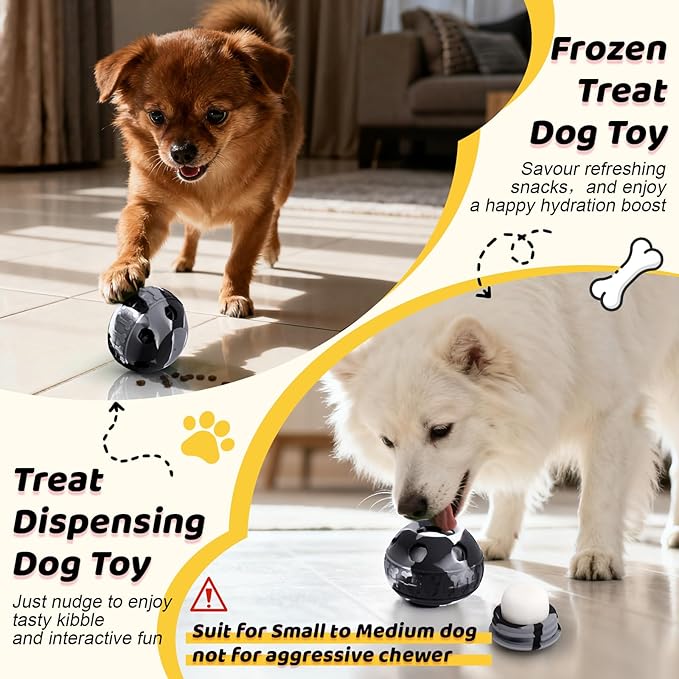IFOYO Frozen Treat Dog Toy Ball for Small to Medium Dogs, Silicone Enrichment Dog Toys to Keep Them Busy, Reduce Anxiety, Puzzle Treat Dispensing Dogs Toys for Slow Food Training, Easy to Clean