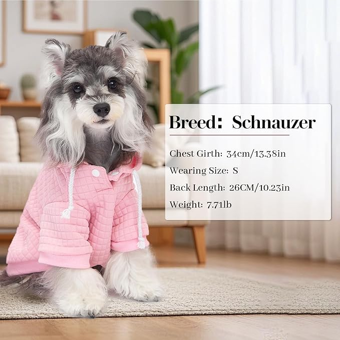 2 Pack Dog Hoodie Sweaters for Small Medium Dogs Warm Dog Clothes for Large Dogs Soft Waffle-Like Laminated Sweatshirt Bulldog (Pink+Purple, S/M (Back: 13",Chest: 18.5", Neck: 12"))