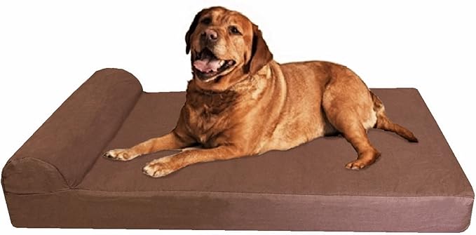 Dogbed4less Premium Jumbo HeadRest Orthopedic Cool Memory Foam Dog Bed for Large and Extra Large Dogs, Waterproof Liner with Durable Denim Cover, 55X47X4