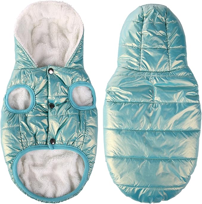 SAWMONG Dog Fleece Hoodie, Windproof Waterproof Dog Coat Fleece & Cotton Lined Warm Dogs Jacket for Small Medium Large