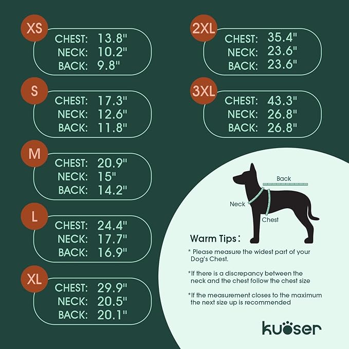 Kuoser XXL Dog Jacket Waterproof | ·Ripstop Fabric·Heavy Duty Zipper·Chest Guard·Alaskan·No Lifting Needed