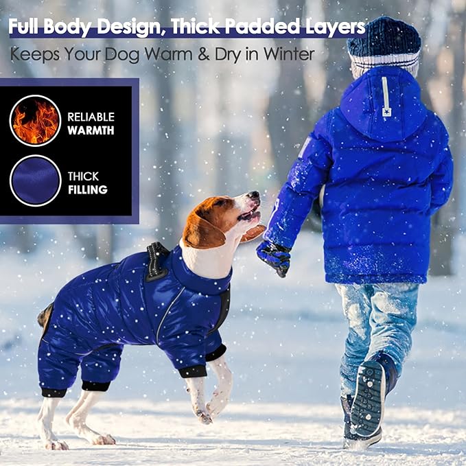 AOFITEE Dog Coat, Waterproof Dog Jacket for Winter, Warm Fullbody Dogs Snowsuit, Winter Coat for Small Dogs, Zip Up Pet Puffer Jacket Fleece Vest, Outdoor Reflective Cold Weather Pet Coats, Medium
