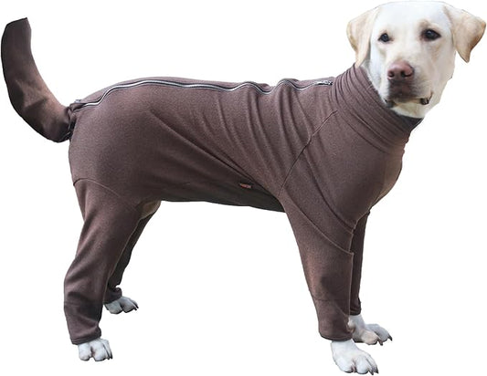Extra Large Dog Pajamas Pjs Bodysuits Full Body Coverage Onesie Clothes Anxiety Calming Surgery Recovery Suit for Great Dane, Brown, 5X-Large