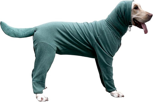 Extra Large Dog Pajamas Pjs Bodysuits Full Body Coverage Onesie Clothes Anxiety Calming Surgery Recovery Suit for Great Dane, Dark Green, 8X-Large