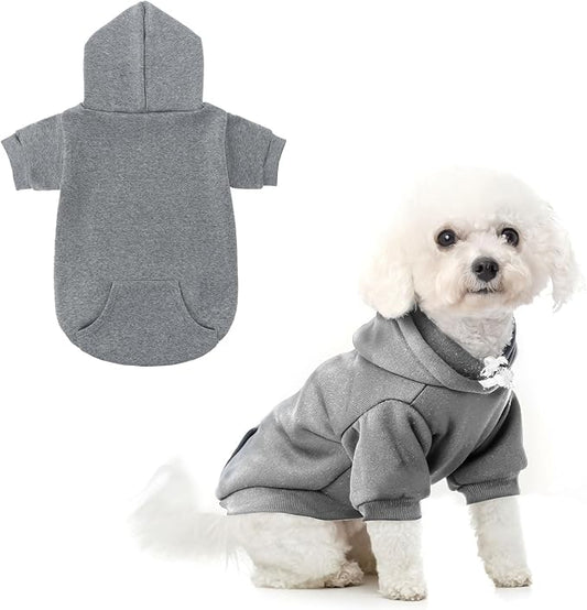 SCENEREAL Dog Hoodie Sweaters for Small Medium Large Size Dogs, Fleece Pet Sweatshirt with Hat and Pocket,Soft Cold Winter All Weather Puppy Clothes for S to XL Sized Dogs,Grey (XS)