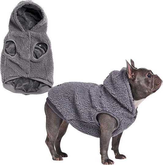Spark Paws Teddy Dog Sweater, Sherpa Vest with Warm Fleece Lining, Winter Coat Suitable for Small Medium Large XL XXL Breeds - Grey - XL