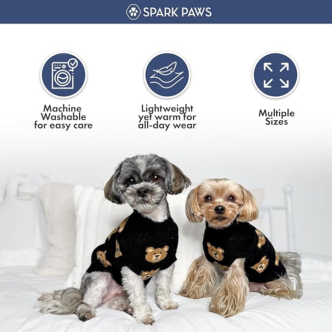 Spark Paws Knit Dog Sweater – Ultra Soft Warm Winter Dog Sweater for Small, Medium & Large Dogs – Stretch Fit Pet Sweater for French Bulldog, Pitbull, Girl & Boy Dogs Jacket, (Broken Teddy, 3XL)