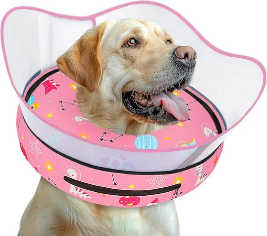 Elevated Inflatable Dog Cone Collar to Stop Licking, Dog Donut Collar After Surgery, Soft Dog Cone Alternative for Small Medium Large Dogs