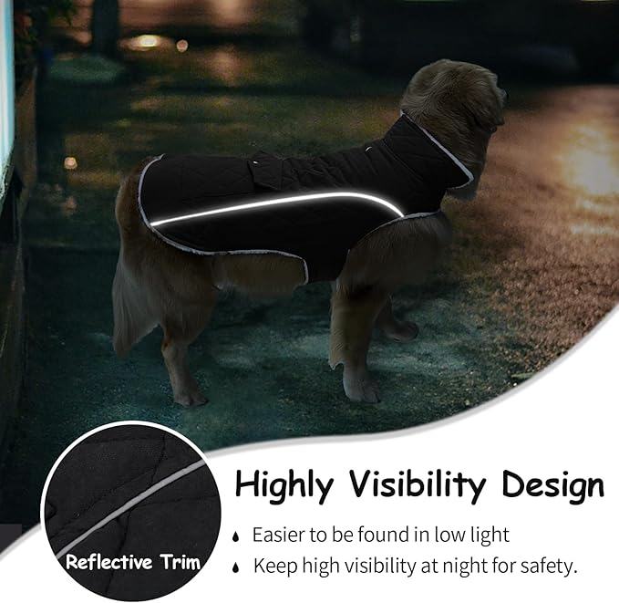 Malier Dog Winter Coat, Windproof Dog Cold Weather Coats with Real Pocket, Winter Extra Warm Pet Coat Fleece Jacket Reflective Clothes for Small Medium Large Dogs and Puppy (Black, XX-Large)