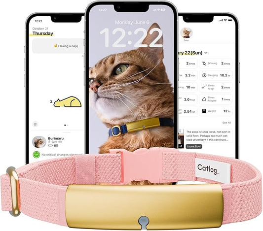 Health Tracker for Cats - Smart Cat Collar with Safety Breakaway Buckle for Indoor Cats, Wellness Alerts, Real-time Monitoring (Sakura,XXL)