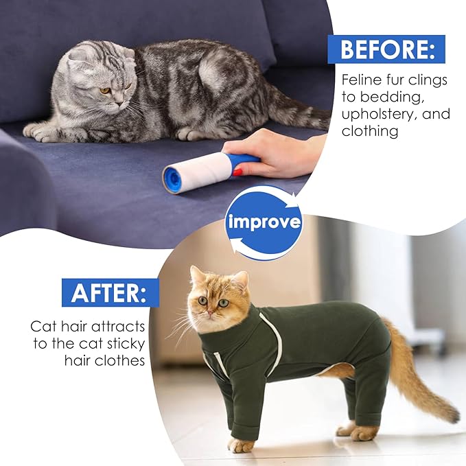 Cat Onesie - Army Green, Soft & Breathable Cat Pajamas for Sizing S. Surgery Suit & Hair Spreading Prevention