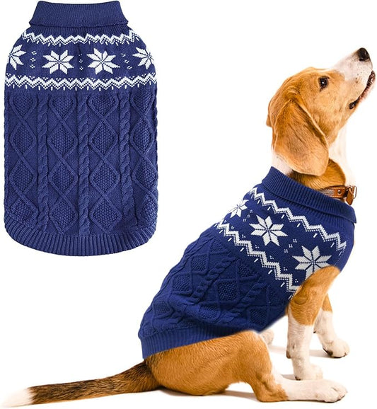 Warm Winter Dog Sweater - Cold Weather Pet Clothes for Small Medium Large Dogs Indoor Outdoor, Soft Classic Knit Puppy Apparel