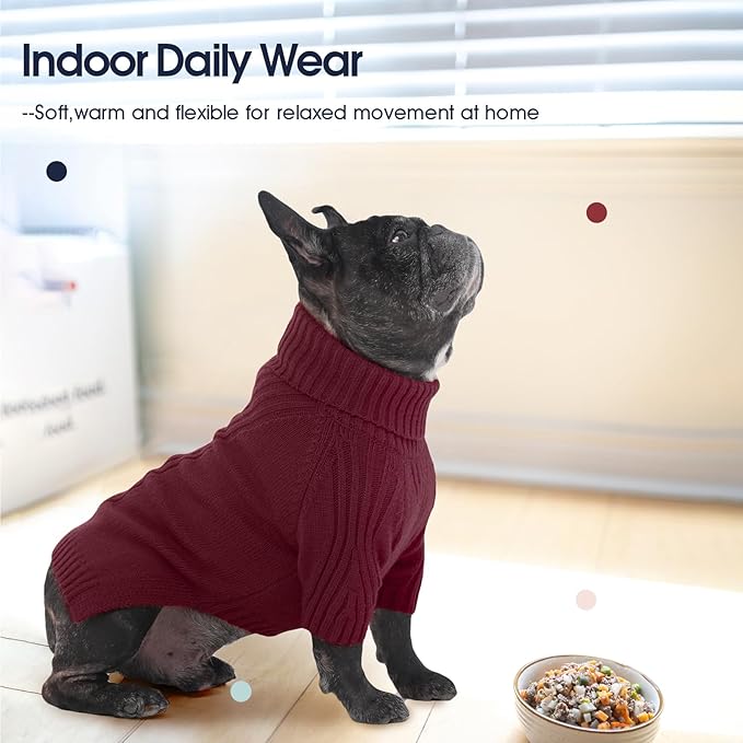 IECOii Extra Large Dog Sweater 4XL,Thermal Warm Dog Sweaters for Giant Breed Dogs,Turtleneck Knitted Knitwear for Pet Winter,Stretchy&Easy On Doggy Sweatshirt for Doberman,Great Dane(Burgundy,XXXXL)