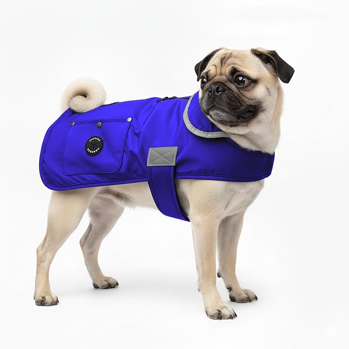 Joyride Harness FrostFlex Dog Winter Jacket - Fleece Lined & Water-Resistant - Snowsuit with Pockets for Treats & Poop Bags - Durable Cold Weather Dog Coat - Blue Serenity-L