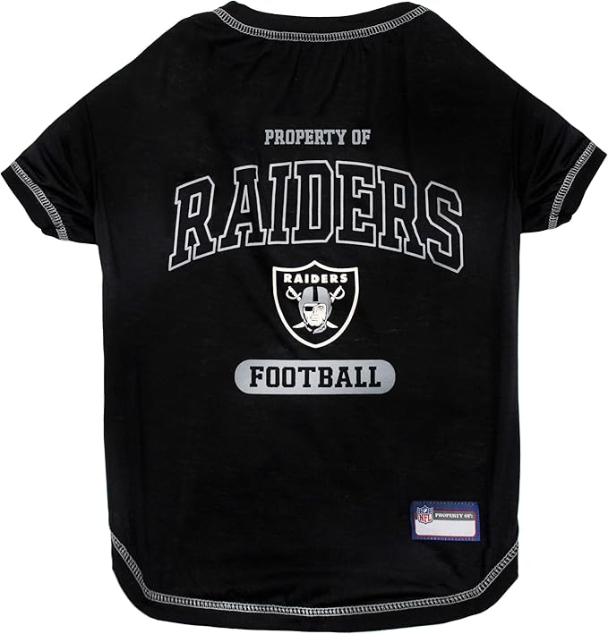 NFL Raiders Dog T-shirt Small. - Licensed Shirt for Pets Team Colored with Team Logos- Premium Stretchable Materials for the comfort of your Dog & Cat