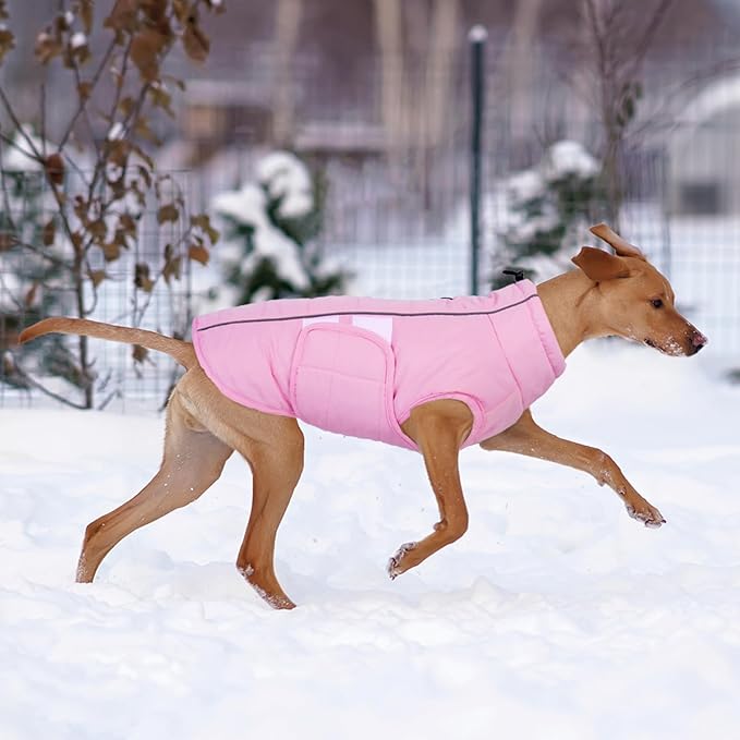 Kuoser Dog Jacket, Warm Dog Coats for Small Dogs, Reflective Doggie Winter Jacket Cold Weather Pet Coats with Leash Hole, Winter Coat Apparel for Yorkie Chihuahua, Pink XS