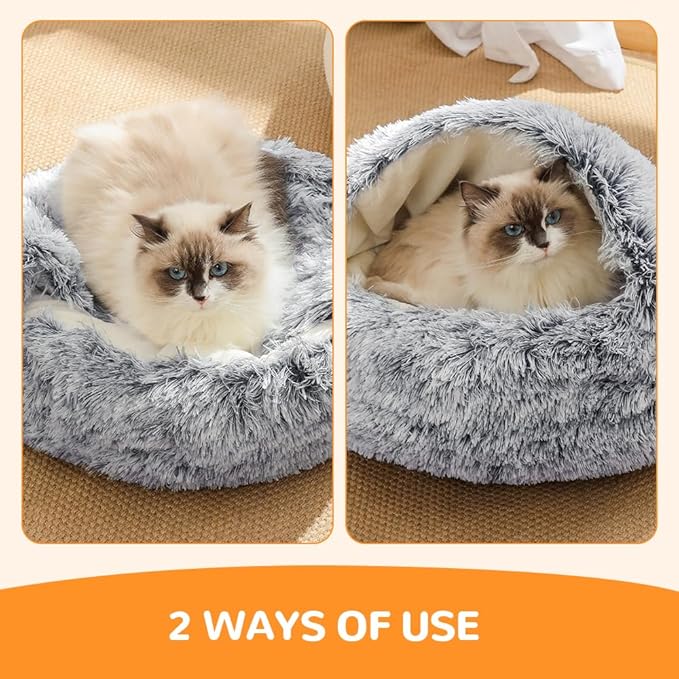Lapcatz Nest Bed, 2026 Upgraded Cat Beds for Indoor Cats, Portable Fluffy Pet Bed, Durable Covered Cat Bed for Indoor Use, Soft Puppy Bed for Pet Owners (Pink, Large)