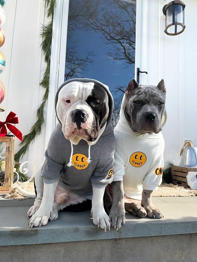 ChoChoCho Smiley Dog Hoodie Stylish Dog Clothes Smiley Face Sweater Cotton Sweatshirt Fashion Outfit for Dogs Cats Puppy Small Medium Large (XX-Large, Grey)