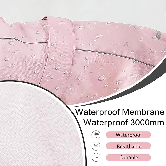 Waterproof Dog Raincoat, Adjustable Lightweight Dog Rain Jacket with Reflective Strip Leash Hole for Small Medium Large Dogs (Pink, XX-Large(55-77lb))