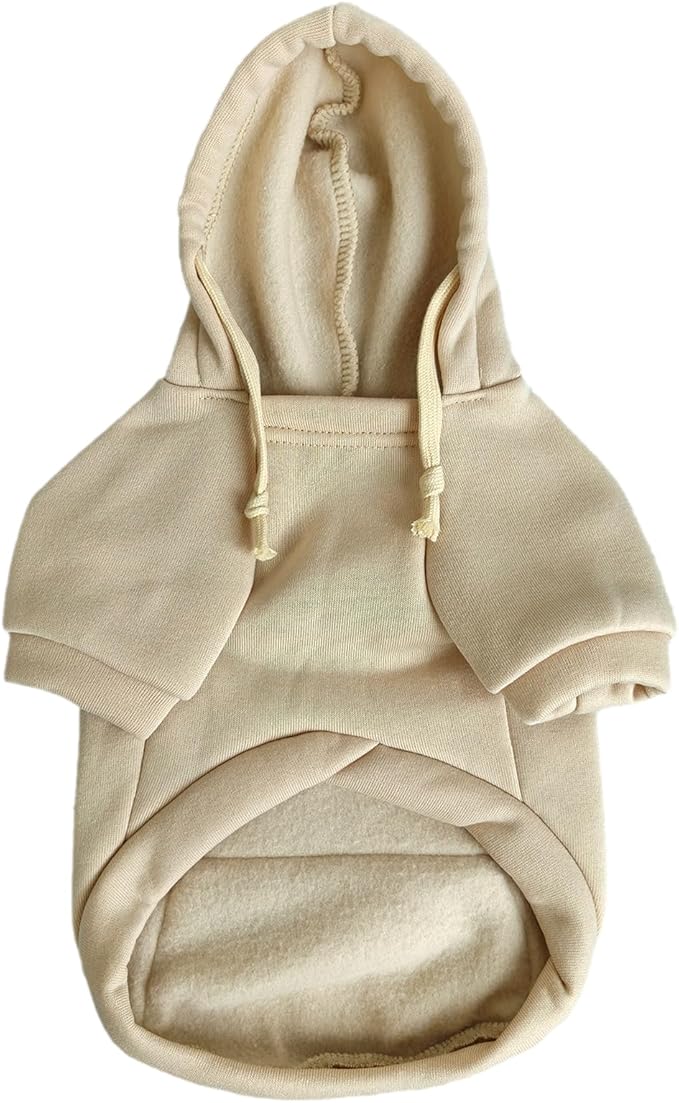 Jecikelon Pet Dog Cold Weather Coat with Pocket Winter Dog Hoodie Warm Puppy Clothes for Small Dogs Chihuahua Clothing (Beige, Large)