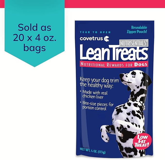 Covetrus Nutrisential Lean Treats for Dogs - Small, Medium & Large Dogs (K9) - Nutritional Low Fat, Bite-Size - Soft Chicken Flavor - 20 Pack - 4oz