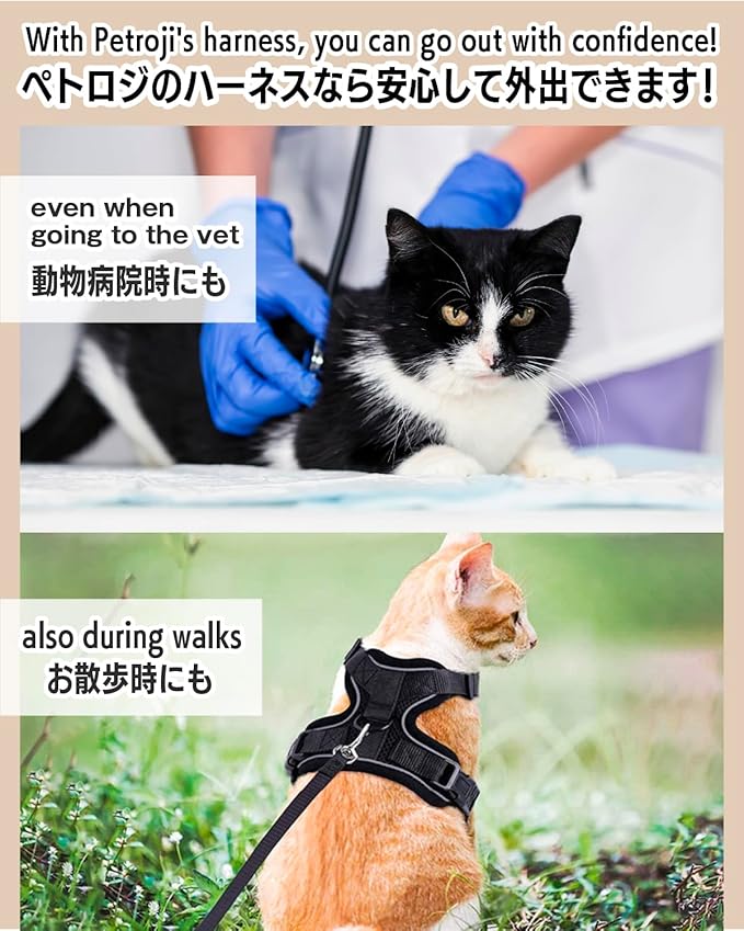 Cat Harness Escape Proof with Leash for Walking, Travel Vest Soft Chest Support, Adjustable Size, Escape Proof Soft Adjustable Vest Harnesses, Breathable, Kittens, Small Dogs (美/背縄/緑1/XS)