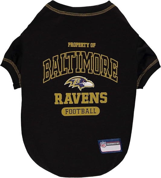 NFL Baltimore Ravens Dog T-shirt Large. - Licensed Shirt for Pets Team Colored with Team Logos- Premium Stretchable Materials for the comfort of your Dog & Cat