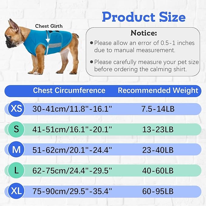 MIGOHI Dog Anxiety Relief Coat,Comfort Anxiety Vest for Dogs,Adjustable Dog Anxiety Calming Wrap for Fireworks,Thunderstorm,Travel,Separation,Anxiety Jacket for Small Dogs,XS,Blue
