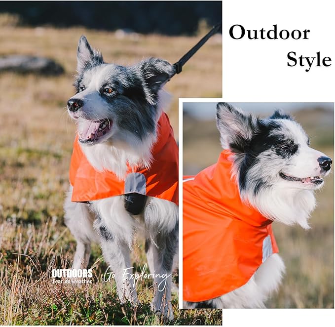 Dog Water-Repellent Raincoat Jacket, Lightweight Reflective Waterproof Clothes for Small Medium Large Dogs, Outdoor for Fall & Spring (Yellow, M)