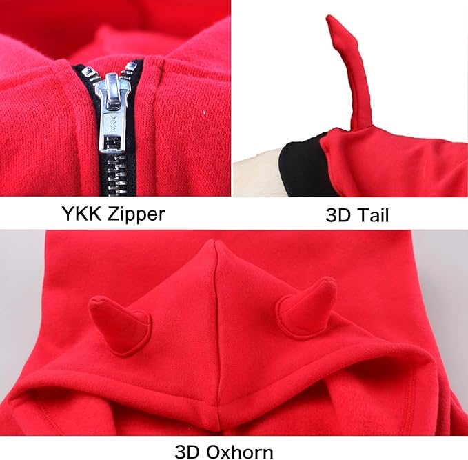 Little Devil Christmas Costumes Clothes for Extra Large Dogs Demon Hoodies Labrador Rottweiler Great Dane, Red, 3X-Large