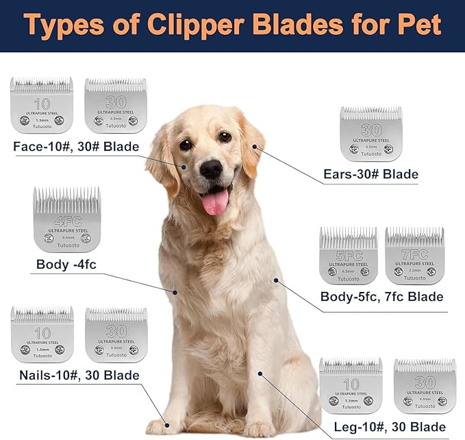 Clipper Blades Pet Grooming Clipper Replacement Blades Detachable Blade Compatible with andis/wahl/Oster Dog Clippers (10#&30#)