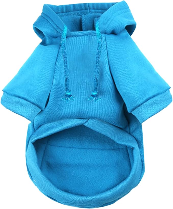 Jecikelon Winter Dog Hoodie Sweatshirts with Pockets Warm Clothes for Small Dogs Chihuahua Coat Puppy Custume Clothing (X-Small, Y02-Blue)