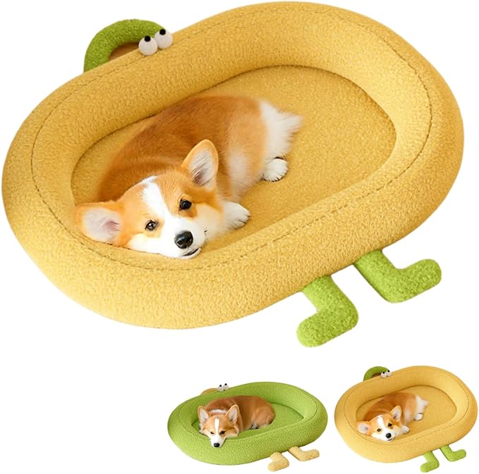 Cat Bed,for Indoor Outdoor Dog Beds & Furniture,Couch,Calming, Round,Fluffy, Cooling,Squish Mallow,Chew Proof,Waterproof,Non-Slip Bottom,Calming Dog Bed,Yellow(Yellow, L)
