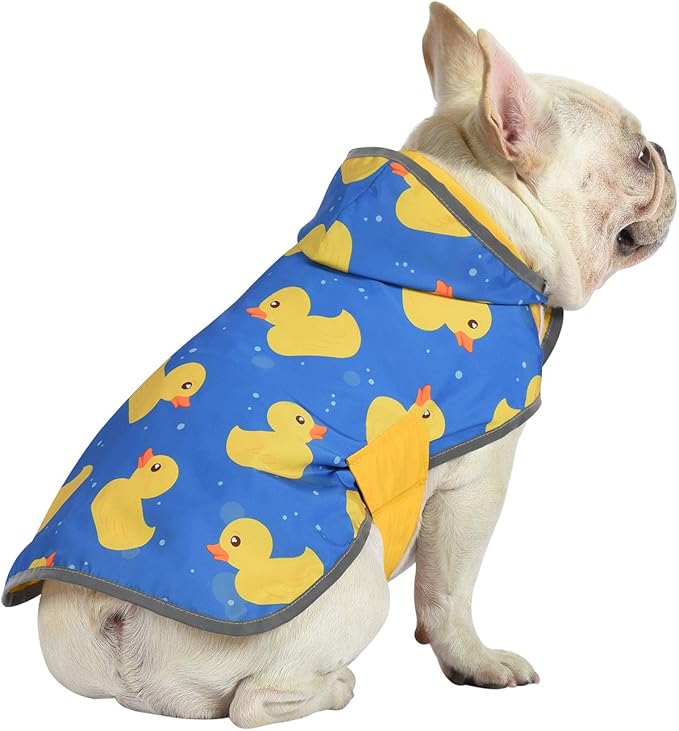 HDE Reversible Dog Raincoat Hooded Slicker Poncho Rain Coat Jacket for Small Medium Large Dogs Ducks Yellow - M