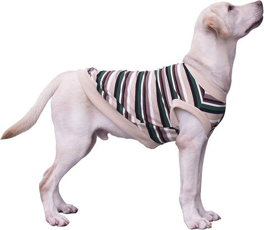 Extra Large Dog T Shirts Clothes Sleeveless Tank Top Vest for Labrador Rottweiler Great Dane, Khaki 3X-Large